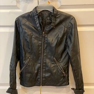 Black leather moto jacket